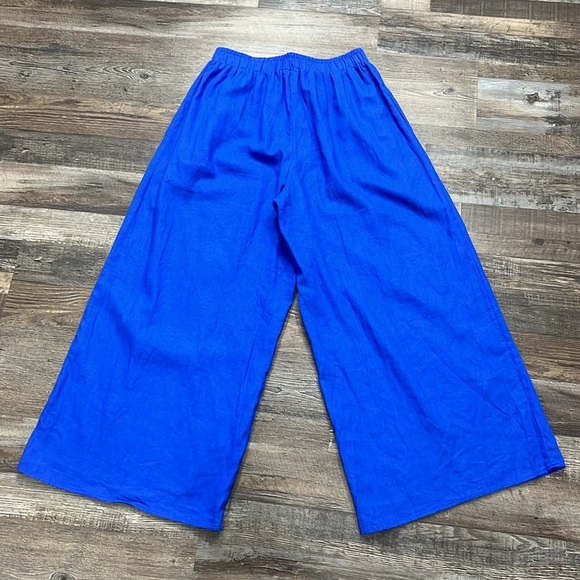 Vince Camuto Blue Wide Leg Linen Blend Elastic Waist Palazzo Pants Beachy Sz S - Picture 3 of 12